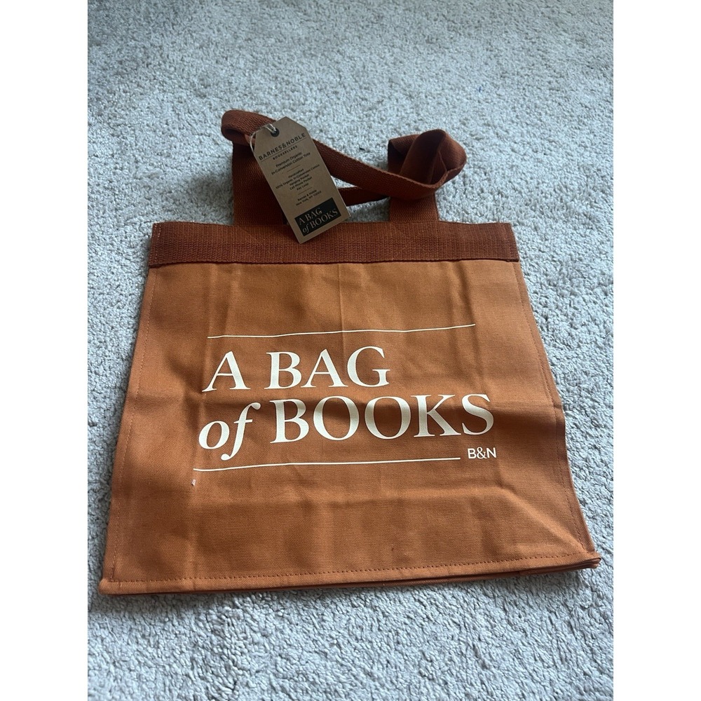 Barnes & Noble Tote Bag Rust Orange Bag of Books Cotton Re-Wrap NEW NWT